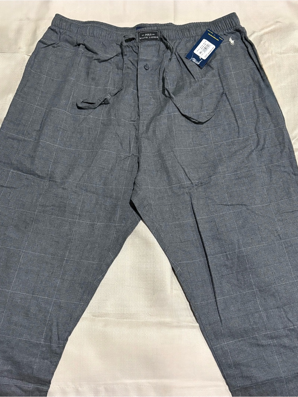 Polo by Ralph Lauren Charcoal Gray Windowpane Men’s PJ Lounge Pants XL